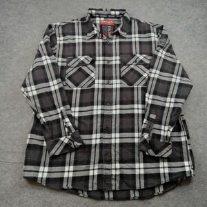 Howitzer Shirt Mens 3XL Black Plaid Flannel Button Front Patriotic Flag Casual